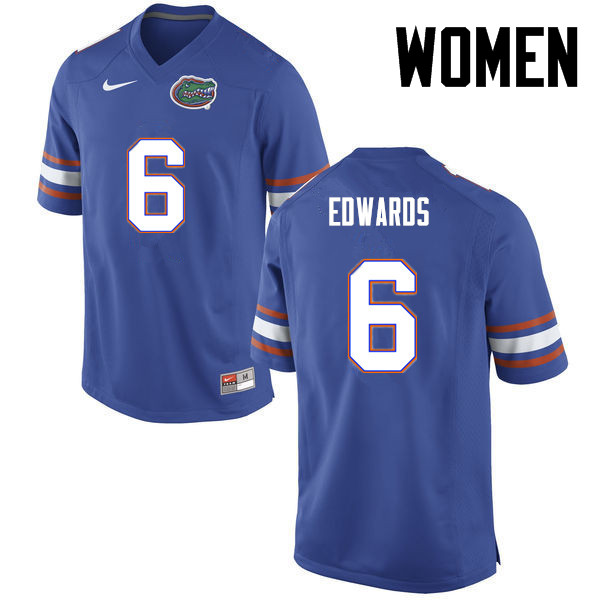 Women Florida Gators #6 Brian Edwards College Football Jerseys-Blue